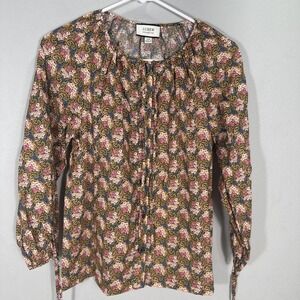 J Crew Collection Womens Size XXS Floral Print Button Down Blouse Long Sleeve